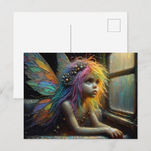 Schattige Fairy Verveeld op een Trein Briefkaart (Voorkant / Achterkant)