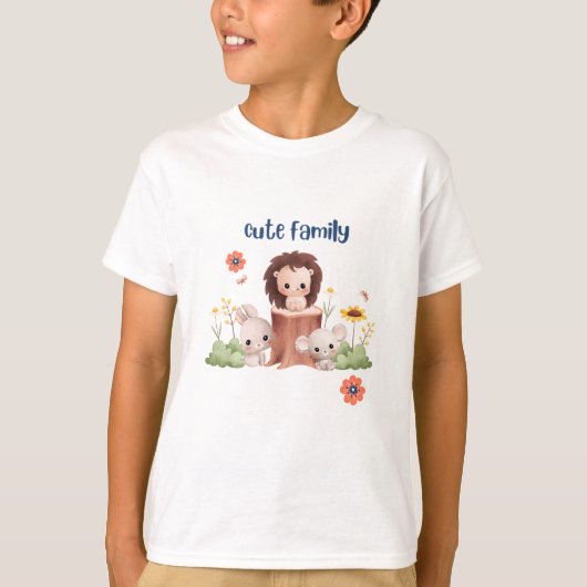 Schattige Familie Dier T-shirt (Voorkant)