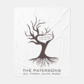 Schattige Familie Donkerbruine Boom Handprints Mod Fleece Deken (Voorkant)