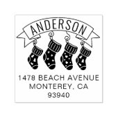 Schattige Familie Kerstmis Adres Kous Stuffer Zelfinktende Stempel (Design)