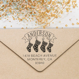 Schattige Familie Kerstmis Adres Kous Stuffer Zelfinktende Stempel