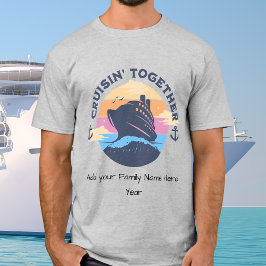 Schattige familie vakantie cruise grijs personalis t-shirt