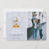 Schattige familiefoto Sneeuwbol Prettig Kerstfeest Feestdagenkaart (Voorkant)