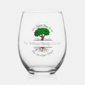 Schattige Familieroots voeg naamdatum toe Wijnglas Zonder Voet (Achterkant)