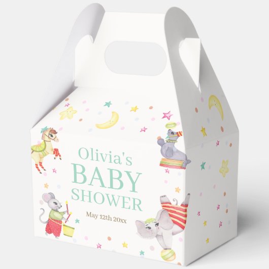 Schattige Fancy Circus Carnaval Animals Baby showe Bedankdoosjes (Voorkant)