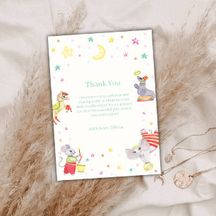 Schattige Fancy Circus Carnaval Animals Baby showe Bedankkaart