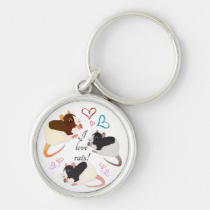 Schattige Fancy ratten & regenboogharten Sleutelhanger