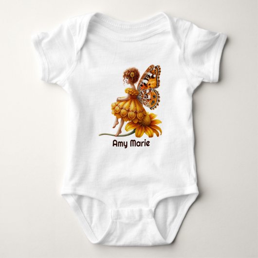 Schattige fantasie fee voeg naam toe  romper (Voorkant)