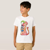 Schattige Fantasie Kat Liefheeft Vogel  T-shirt (Voorkant volledig)