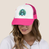 Schattige fantasie speelse blauwe pauw trucker pet (In situ)