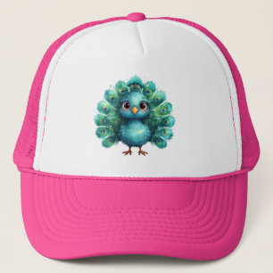 Schattige fantasie speelse blauwe pauw trucker pet