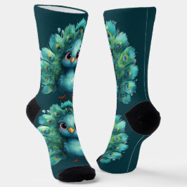 Schattige fantasie whimische blauwe pauw  sokken