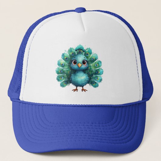 Schattige fantasie whimische blauwe pauw trucker pet (Voorkant)