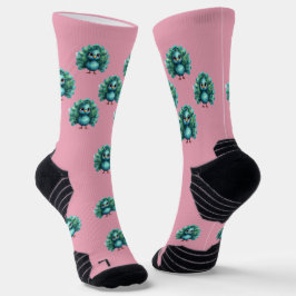 Schattige Fantasie Whimsical Blauwe Pauw, Bemannin Sokken