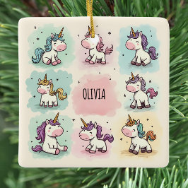 Schattige Fantasievolle Eenhoorn Doodles Keramisch Ornament