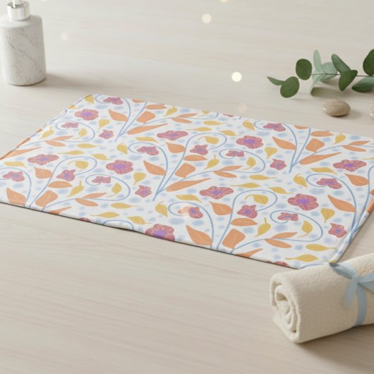Schattige Fantasievolle Pastel Bloemen Badmat
