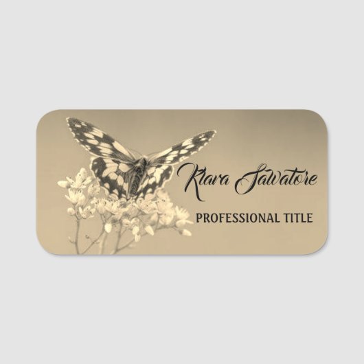 Schattige fantastische Amazone Flower Butterfly Naamplaatje (Voorkant)