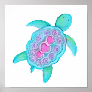 Schattige fantastische schildpadkinderen / kinderk poster