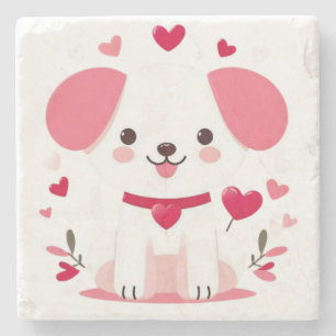 Schattige fantastische valentijnshond stenen onderzetter