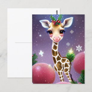 Schattige Fantasy Baby Giraffe met Holly Briefkaart