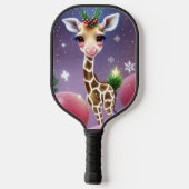 Schattige Fantasy Baby Giraffe met Holly Pickleball Paddle (Achterkant)