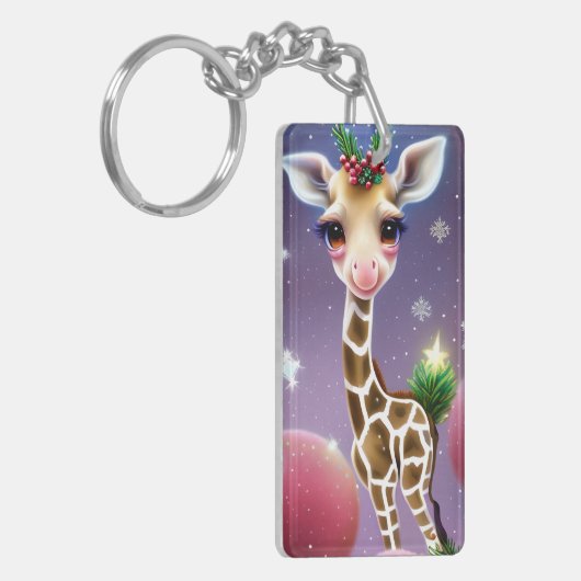 Schattige Fantasy Baby Giraffe met Holly Sleutelhanger (Voorkant Links)