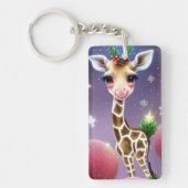Schattige Fantasy Baby Giraffe met Holly Sleutelhanger (Voorkant)
