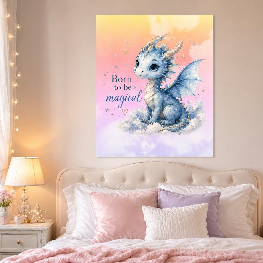 Schattige Fantasy Draak | Geboren om Magisch te Zi Poster