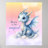 Schattige Fantasy Draak | Geboren om Magisch te Zi Poster (Voorkant)