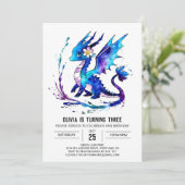 Schattige Fantasy Dragon Digitaal Meisje Verjaarda Kaart (Staand voorkant)