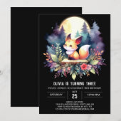 Schattige Fantasy Fox Verjaardag digitaal Kaart (Voorkant / Achterkant)