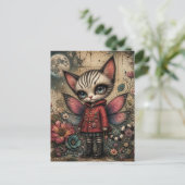 Schattige Fantasy Kat Fee Briefkaart (Staand voorkant)