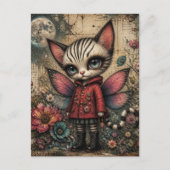 Schattige Fantasy Kat Fee Briefkaart (Voorkant)
