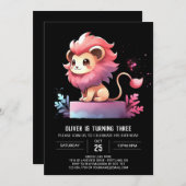 Schattige Fantasy Lion Verjaardag Kaart (Voorkant / Achterkant)