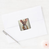 Schattige Fantasy Muis-achtige Creature Shorts Jas Vierkante Sticker (Envelop)