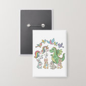 Schattige Fantasy Vrienden – Verjaardagsknop voor Button (Voorkant / Achterkant)