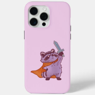 Schattige Fantasy Wasbeer Krijger met Zwaard en Ca iPhone 15 Pro Max Hoesje