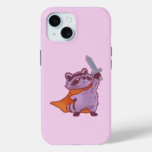 Schattige Fantasy Wasbeer Krijger met Zwaard en Ca Case-Mate iPhone Case (Achterkant)