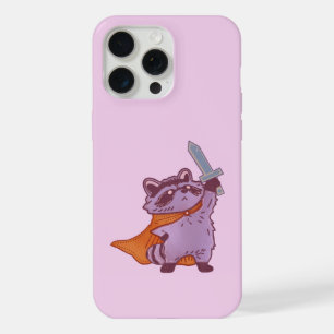 Schattige Fantasy Wasbeer Krijger met Zwaard en Ca iPhone 15 Pro Max Case