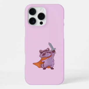 Schattige Fantasy Wasbeer Krijger met Zwaard en Ca iPhone 16 Pro Max Hoesje