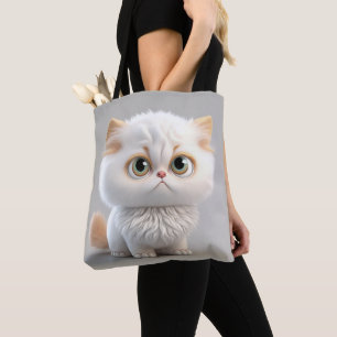 SCHATTIGE FANTASY WHITE CAT MET BUFF EARS GROTE OG TOTE BAG