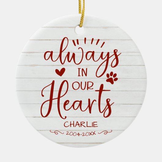 Schattige Farmhouse Calligraphy Pet Memorial Foto Keramisch Ornament (Voorkant)