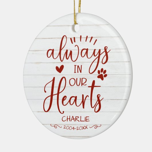 Schattige Farmhouse Calligraphy Pet Memorial Foto Keramisch Ornament (Links)