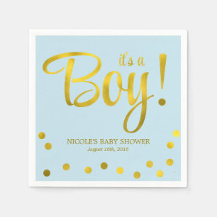 Schattige Faux Gold Foil Confetti Boy Baby shower Servet