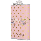 Schattige Faux Gold Polka Dots Flowers Heupfles (Links)