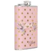 Schattige Faux Gold Polka Dots Flowers Heupfles (Rechts)