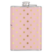 Schattige Faux Gold Polka Dots Flowers Heupfles (Achterkant)