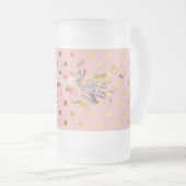 Schattige Faux Gold Polka Dots Flowers Matglas Bierpul (Voorkant rechts)