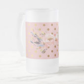 Schattige Faux Gold Polka Dots Flowers Matglas Bierpul (Voorkant links)