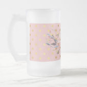 Schattige Faux Gold Polka Dots Flowers Matglas Bierpul (Links)